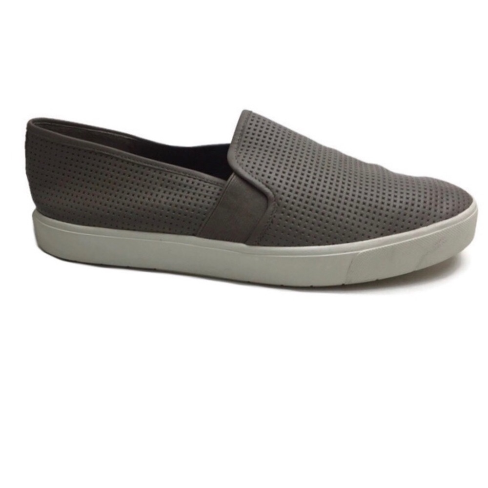 Vince Blair Perforated Woodsmoke Gray Leather Slip-On Sneakers Size 8.5